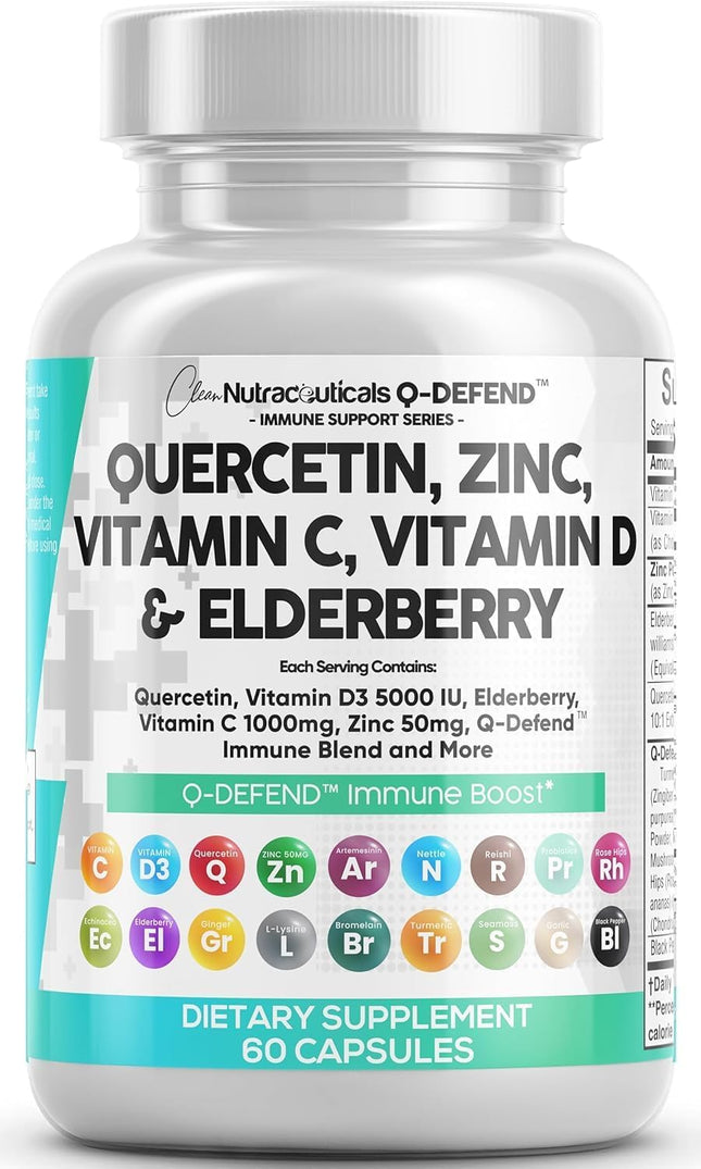 Clean Nutraceuticals Quercetin Zinc Vitamin C Vitamin D Bromelain Elderberry - L