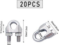 Wire Rope Clip, Luckkyme Wire Rope Clamp 20PCS Stainless Steel 1/4" M6 Wire Rope Cable Clip Clamp