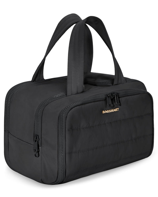 BAGSMART Travel Toiletry Bag, Lightweight Large Wide-open Travel Bag for Women, Puffy Cosmetic Makeup Bag Organizer with Handle for