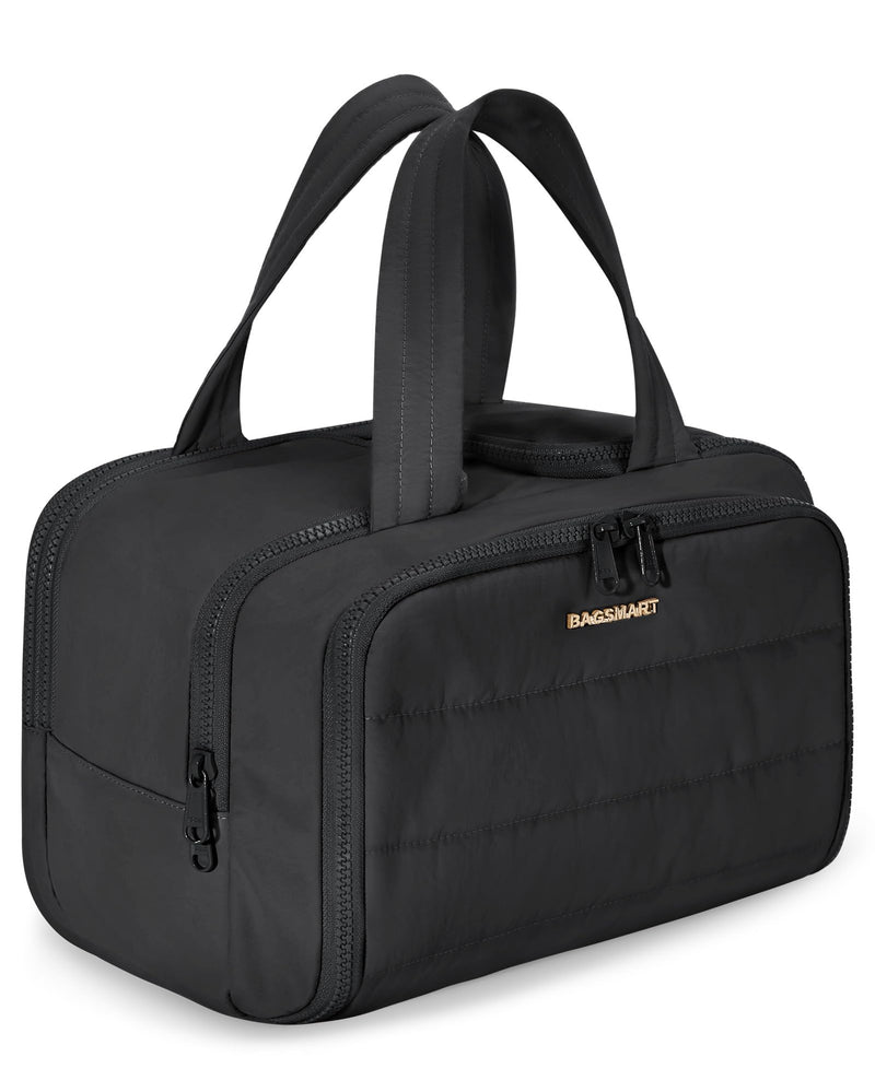 BAGSMART Travel Toiletry Bag, Lightweight Large Wide-open Travel Bag for Women, Puffy Cosmetic Makeup Bag Organizer with Handle for