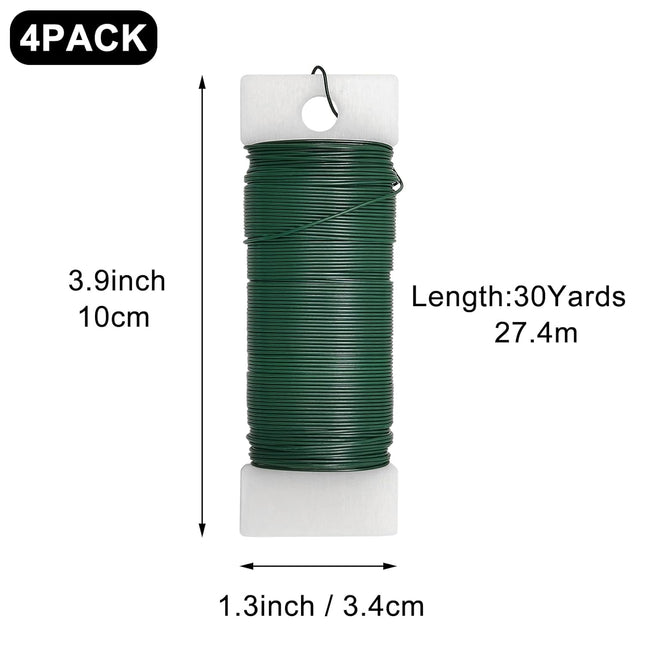 4 Pack 120 Yards 22 Gauge Floral Wire Flexible Paddle Wire Florist Green Wire for Crafts,Wreaths,Christmas Tree,Garland 