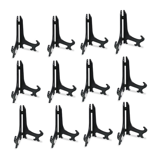 Artliving 4 Inch Black 12pcs/Set Plastic Easels Plate Display Stands Picture Frame Stand Holder Black 4 inch (12 pack)