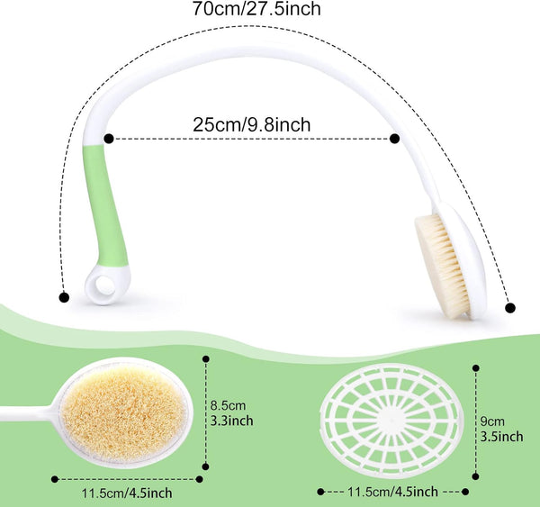 27.5â Back Bath Brush with Long Curved Long Handle,Shower Brush with U-Shaped for Cleaning,Body Scrubber for Elderly,Disabled,