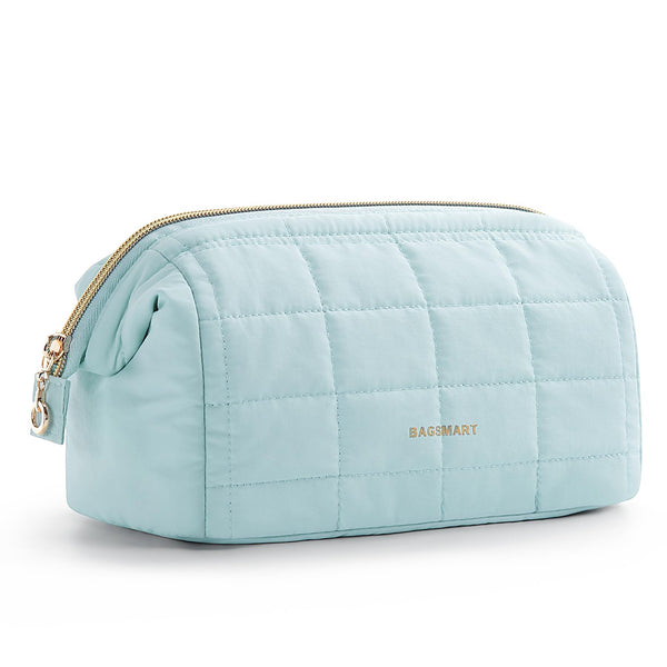 BAGSMART Makeup Bag Travel Toiletry Bag, Puffy Padded Make Up Bags for Women Makeup Organizer Case, Wide-open Pouch Purse Travel Essentials