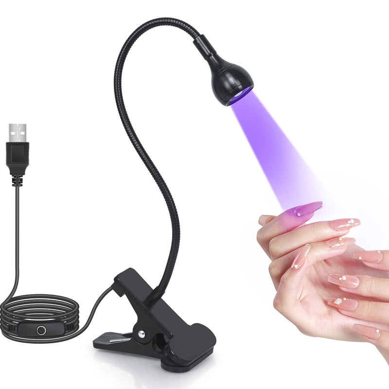 UV Nail Lamp - UV Light for Gel Nails, Flash Cure Lamp, LED Gooseneck Flash Cure Lamp for Nails, Manicure Dryer Black Light with Clamp, 365+395nm