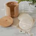 Reusable Hemp Cotton Rounds 15-Pack with Bamboo Storage Box – Ultra-Soft Organic Face Pads for Makeup Removal, Skincare Accessories, and