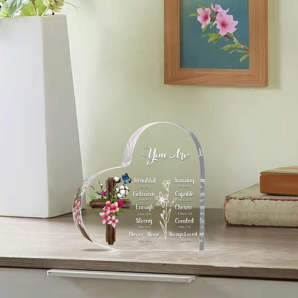 JUNQIU Christian Gifts For Women, Religious Gifts, Hearts Christian Plaques | Inspirational Gifts For Women, Bible Verse, Biblical, Cross, Faith,