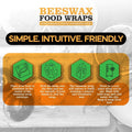 PURE & SUSTAINABLE COMPANY Beeswax Wraps - Food Storage -Pack of 3â€“ Sustainable â€“ Reusable - Certified Organic Cotton Size S,M,L