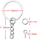 HAUTOCO 100Pcs Keychain Rings with Chain, Open Jump Rings and Screw Eye Pins for Crafts Charm Jewelry Making(1 Inch/25mm) Style-01