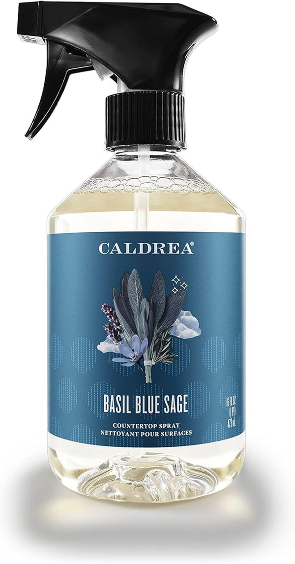 Caldrea Multi-surface CounterTop Spray Cleaner, Made With Vegetable Protein Extract, Basil Blue Sage, 16 Fl Oz Basil Blue Sage 16 Fl Oz (Pack of 1)