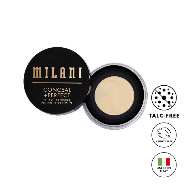 Milani Conceal + Perfect Setting Powder Makeup -Translucent Blur Out Talc-free Formula, Pore Blurring Filtered Finish 01