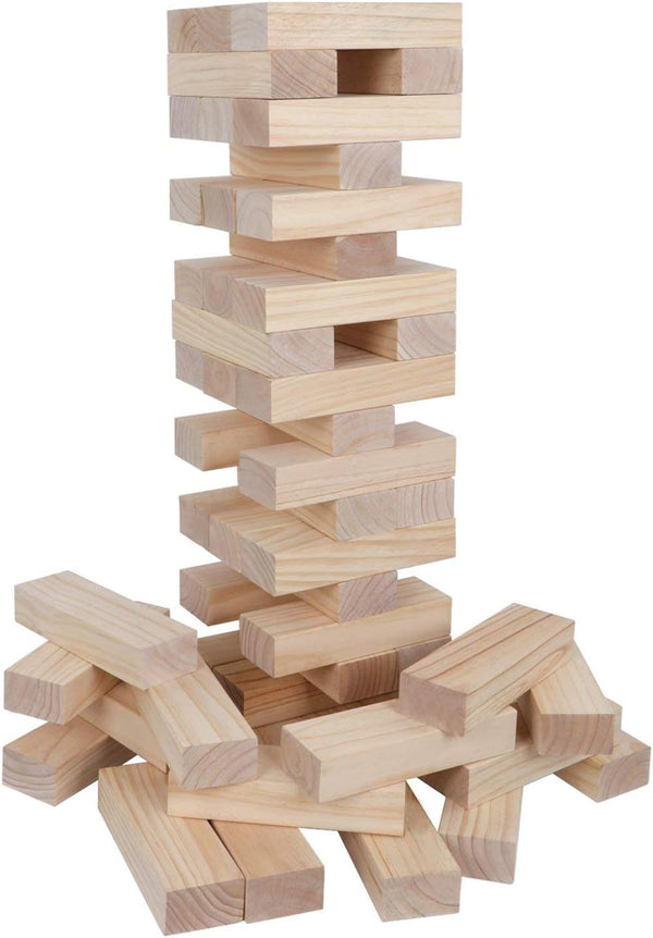 Giant Tumble Tower (Stacks to 4+ Feet), 54pcs Wooden Blocks Stacking Game, Indoor Outdoor Game for Kids Adult Family Fun | Ages 6+ | Yard Games |