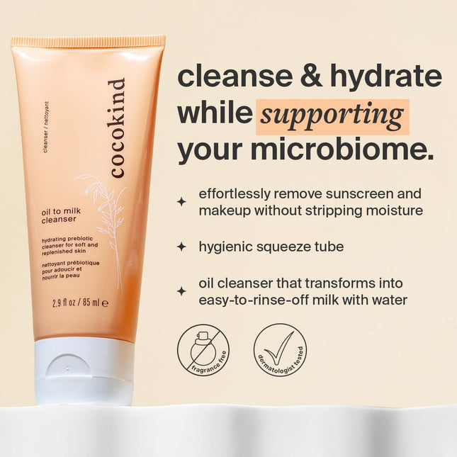 Cocokind Oil to Milk Face Wash, Oil Based Cleanser and Oil Makeup Remover - Clea