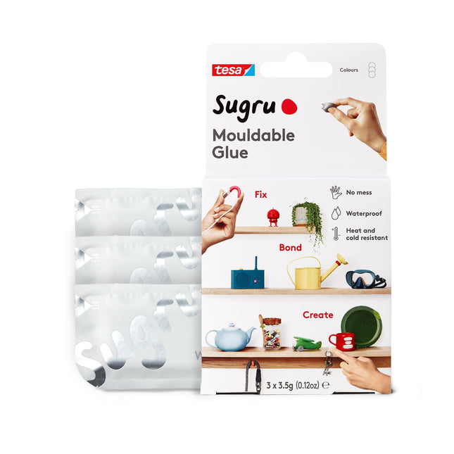 Tesa Sugru Super Glue- Waterproof Wood Glue for Home Improvement & Crafts - Use as a Poster Putty or Silicone Adhesive f