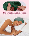 HFRHTGY Adjustable Silk Satin Hair Bonnet for Sleeping, Double Layer Hair Wrap Sleep Cap Turban for Women Men, Curly Straight Braid Unisex (Forest