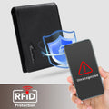 Travelambo Leather Wallet for Men, Slim Minimalist RFID Credit Card Holder Crazy Horse Black