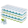 Ice Cube Tray, 4 Pack Silicone Ice Tray, 14 Ice Cube Molds with Lids, Stackable Ice Cube Molds for Chilling Drinks, Whiskeys, Cocktails (2Blue +