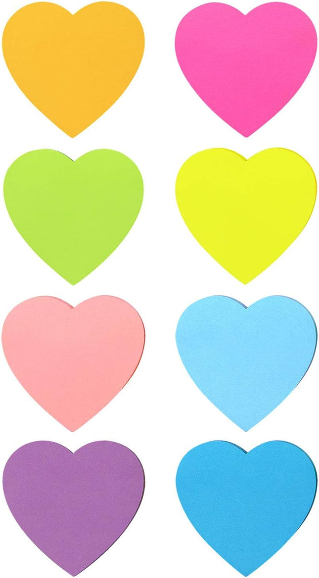 SIMONA Heart Shape Sticky Notes 3x3 in 8 Color Bright Colorful Sticky Pad 8 Brig