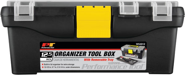 Performance Tool W54012 Heavy Duty Plastic Organizer Tool Box for Workshops and Garages, Black, 12.5-Inch