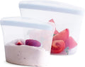 Stasher Premium Silicone Reusable Food Storage Bags, 2-Pack, Clear, Multi-Use Food Storage Bags, Lunch Bag, Travel Containers, BPA Free,
