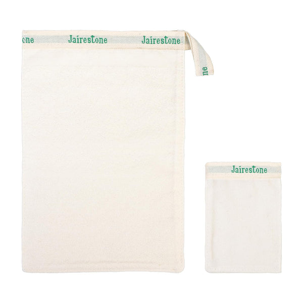 Jairestone Exfoliating Shower Mitt Set of 2 — Turkish Hammam Kese Body Scrubber & Face Exfoliator — 100% Natural Viscose, No Plastic — Lifts Away
