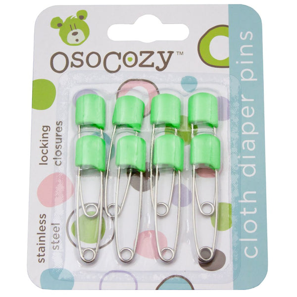 OsoCozy Diaper Pins - (Light Green) - Sturdy, Stainless Steel Diaper Pins with Safe Locking Closures - Use for Special Events, Crafts or Colorful