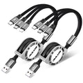 RULUS Retractable Charger 3 in 1 [2Pack,4Ft], Retractable Charging Cable Universal Charger Cable with Lightning/Type C/Micro USB for