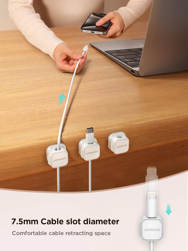 9 Pack Magnetic Cable Clips [Cable Smooth Adjustable] Cord Holder, Under Desk Cable Management, JOYROOM Adhesive Wire Holder Keeper Organizer for