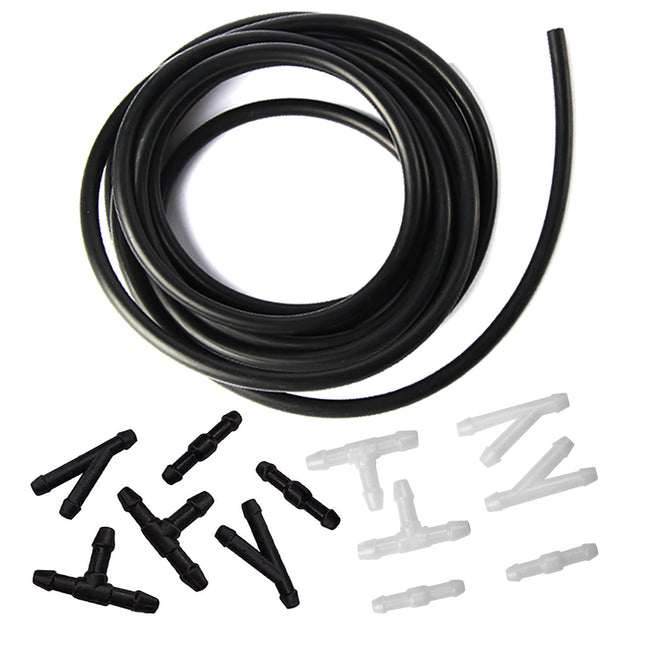 Windshield Washer Hose Kit - 4 Meter Universal Washer Fluid Hose with 12 Pcs Hose Connectors, Suitable for Most Windshie