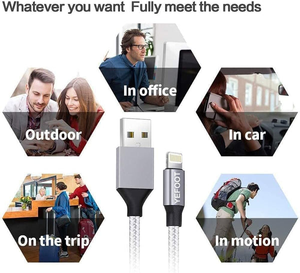 [Apple MFi Certified] 6Pack(3/3/6/6/6/10FT) iPhone Charger Nylon Braided Fast Charging Lightning Cable Compatible iPhone