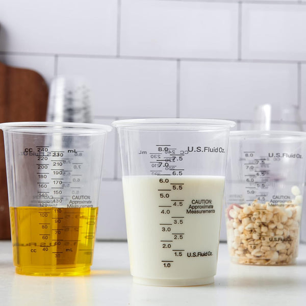100 PACK Plastic Measuring Cups, 10 oz Disposable Mixing Cups with 100 Wooden Mixing Sticks, Can Be Used for Epoxy Resin, Liquid Measuring, Paint,