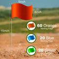 Zozen 100Pack Marking Flags, 60Orange&20Green&20Blue,15x4x5 Inch Lawn Flags | Writable Yard Flags for Lawn & Irrigation & Landscape & Sprinkler &