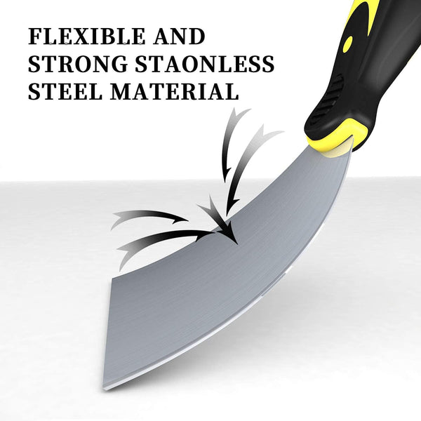 DEKEones Putty Knife Scrapers, Spackle Knife, Metal Scraper Tool for Drywall Finishing, Plaster Scraping, Decals, and Wallpaper (4 Pack, 5”, 4”,