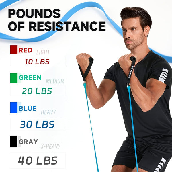 Exercise Bands with Handles, Resistance Bands with Handles, Ideal for Physical Therapy, Strength Training, Muscle Toning - Door Anchor and Starter