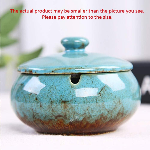 Lependor Ceramic Ashtray with Lids, Windproof, Cigarette Ashtray for Indoor or Outdoor Use，Ash Holder for Smokers,Desktop Smoking Ash Tray for