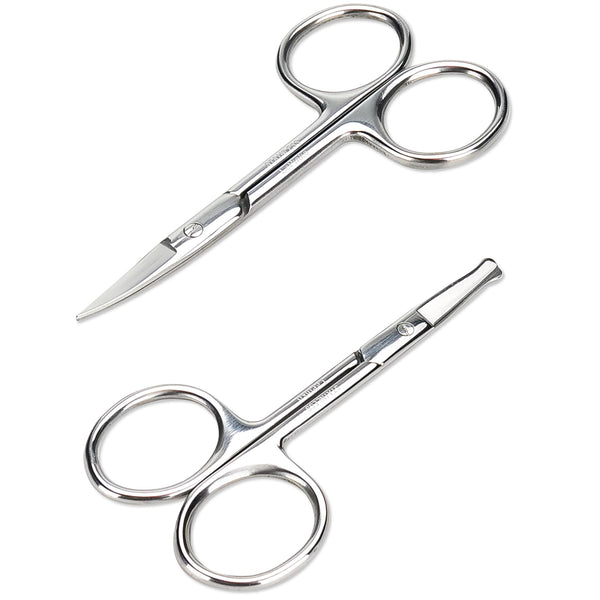 Facial Hair Small Grooming Scissors For Men Women - Eyebrow, Nose Hair, Mustache, Beard, Eyelashes, Ear Trimming Kit - Curved and Rounded Safety