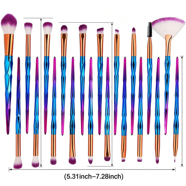 KOLIGHT Pack of 20pcs Cosmetic Eye Shadow Sponge Eyeliner Eyebrow Lip Nose Foundation Powder Makeup Brushes Sets (purple)