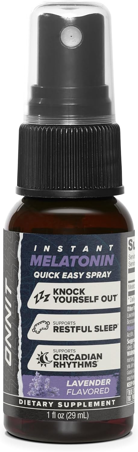 ONNIT Melatonin Liquid Sleep Support Spray, IGEN™ Non-GMO Tested, Lavender Flavor, Sleep Support for Adults, 3mg Melatonin per Spray, 1 fl oz
