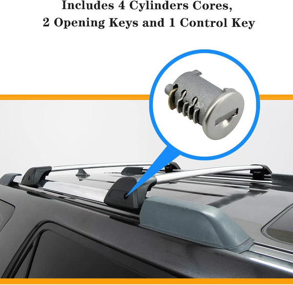 4 Pack Lock Cylinders,for Yakima Car Rack System Components Includes 4 Cylinders Cores, 2 Keys and 1 Control Key,Lockable Accessories for Yakima