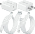 Iphone 14 13 12 Charger Fast Charging, 2 Pack 20W Fast PD USB C Wall Charger Adapter with 3Pack 6Ft USB C to Lightning Cable (Mfi Certified) for