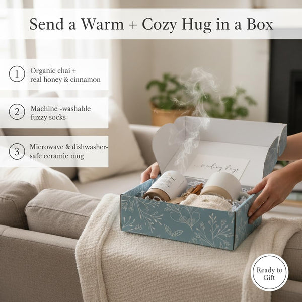 Unboxme Mother'S Day Tea Lover'S Basket - Self-Care Box with Cozy Socks, Ceramic Mug, Chai Tea, Honey & Cinnamon | Relaxation Package for Women,