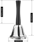 2 Pack Hand Bell, Silver Steel Bell, Ringing Bell with Handle, Dinner Bells for Inside Classroom Bell, for Food Line, Alarm, Jingles, Ringing (Silver)