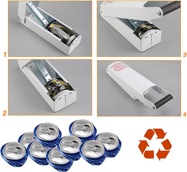 Aluminum Can Compactor White – 8/12/16OZ Metal Can Crusher Heavy-Duty Wall-Mounted Smasher for Aluminum Seltzer, Soda, Beer Cans and Bottles for