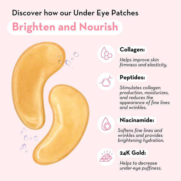 Elizabeth Mott 24K Gold Under Eye Patches, 20 Pairs | Cooling Facial Massager, Reduces Puffiness & Under-Eye Bags, Tightens Pores, Boosts