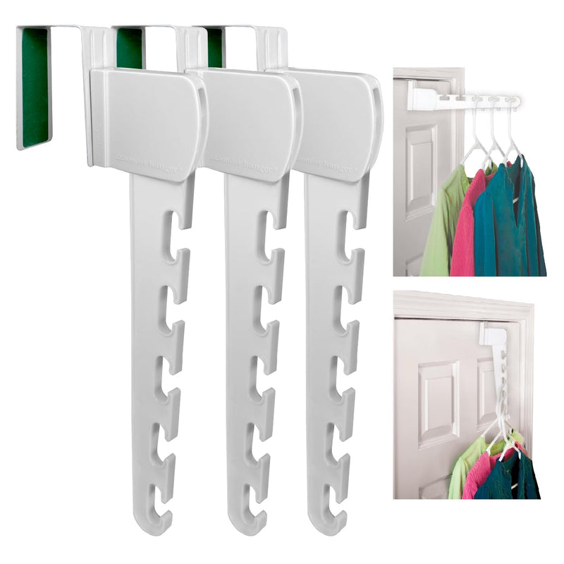 Wonder Hanger Over The Door 3-Pack Organizer for Clothes Hangers, Space-Saving Cascading Hanger Hooks, White
