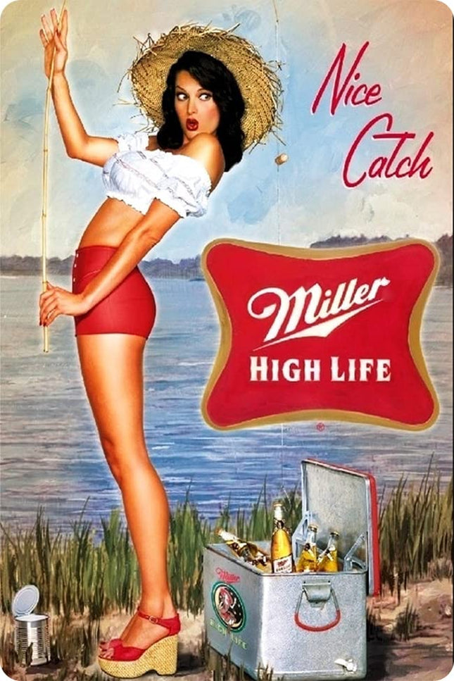 Vintage-Style Metal Tin Sign for Man Cave - Retro Fishing and Beer Decorative Si