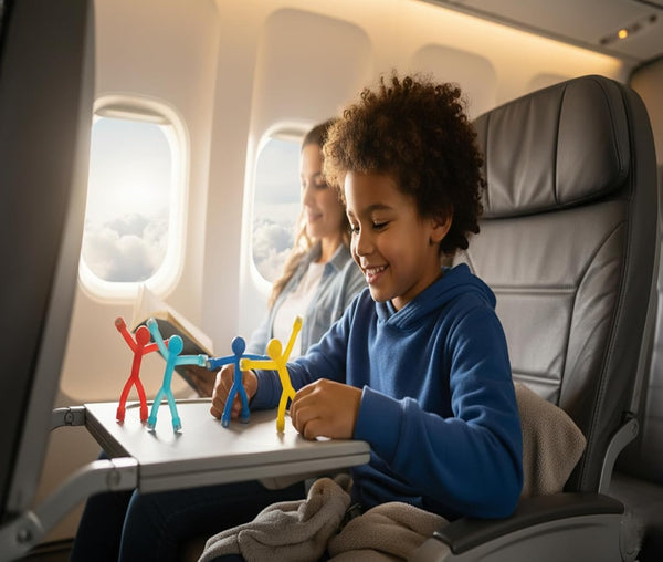 MAGMEN 10-Piece Magnetic Fidget Figures with Storage Tin - Opaque-Color Magnetic Character Figures for Kids & Adults - Quiet Airplane & Road Trip