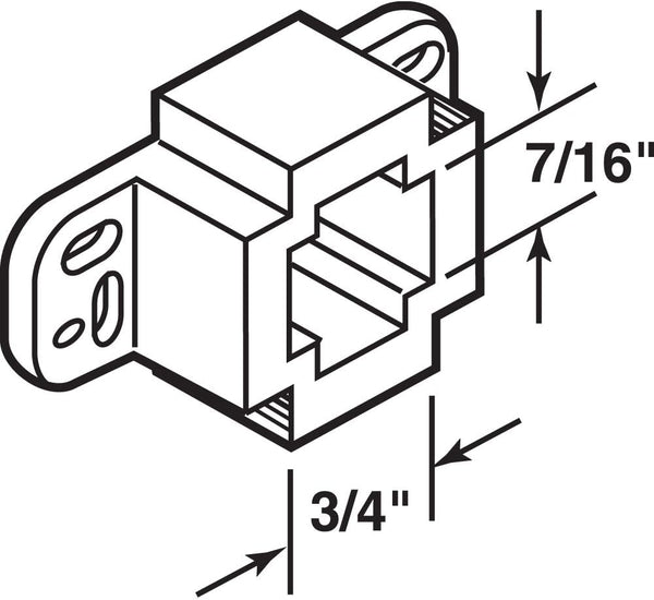 Prime-Line R 7261 White, Plastic, Center Rail Drawer Track Rail Support Bracket (2 Pack)
