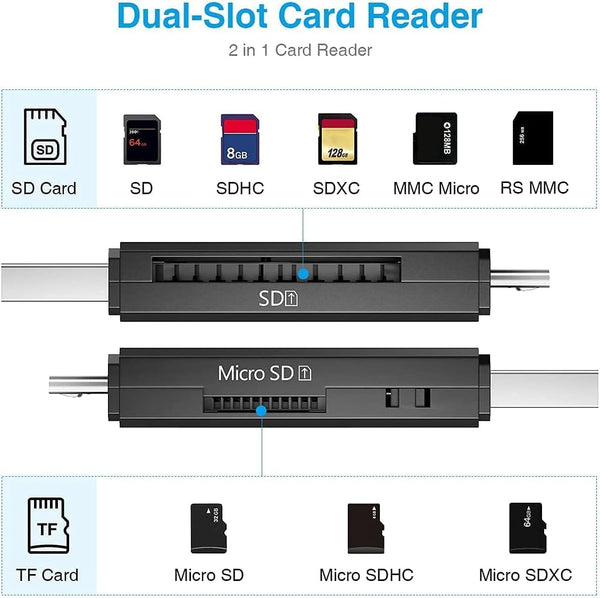 Vanja SD Card Reader USB Camera SD Card Adapter for Micro SD SDXC SDHC MMC UHS-I Cards, Memory Card Reader Support Android/PC/Laptop, Plug & Play