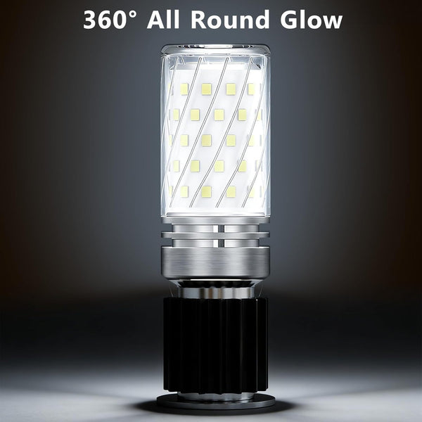 E12 LED Bulbs, 12W Chandelier Light Bulbs 6000K Daylight White, 1200LM 100W Equivalent Non-Dimmable, PC Aluminum Shell, 3 Pack Daylight-12w